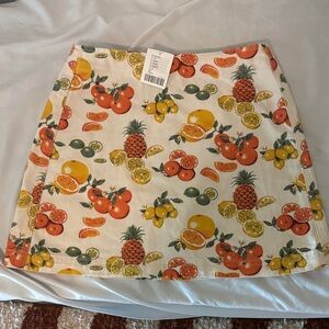 Urban Outfitters Fruit-Print A-Line Mini Skirt - Cream/Multicolor